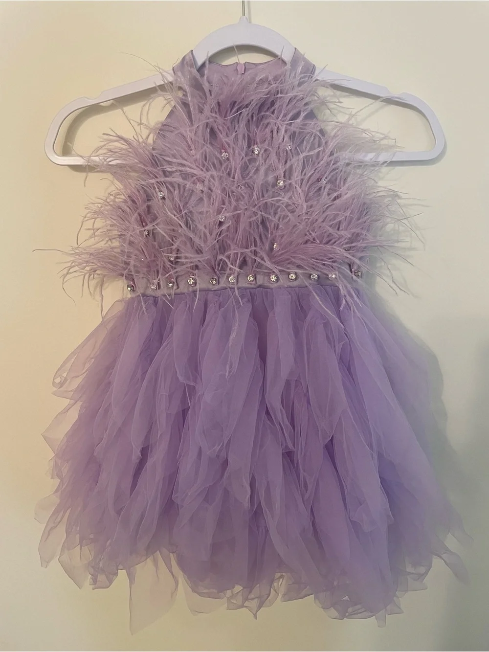Lola + The Boys Lavender Princess Feather Dress Size 4